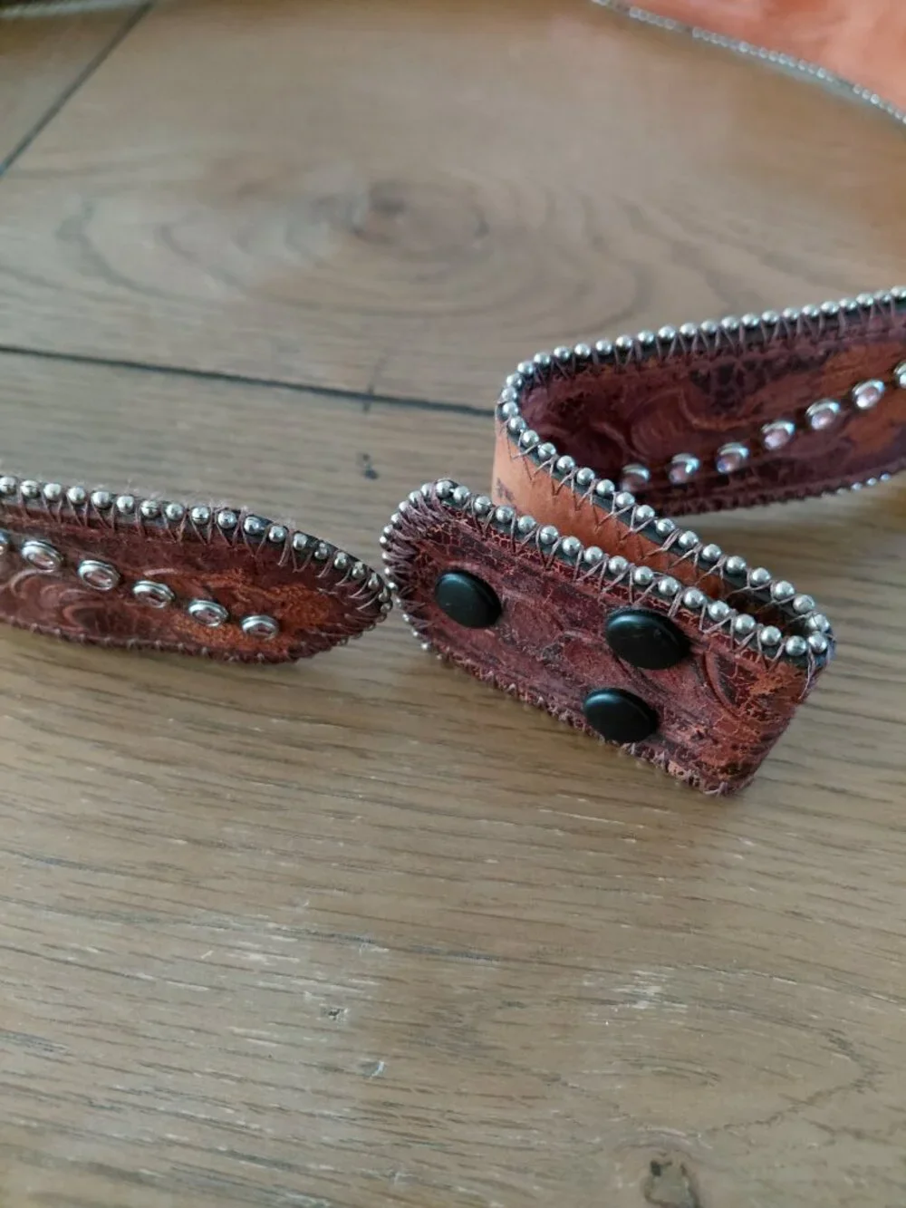 Wrangler Rhinestone Jewels Brown Leather Belt Womens Cowgirl Western FLAW